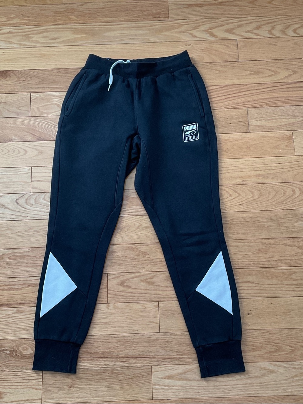 Puma Black Joggers with White Triangle Details size S